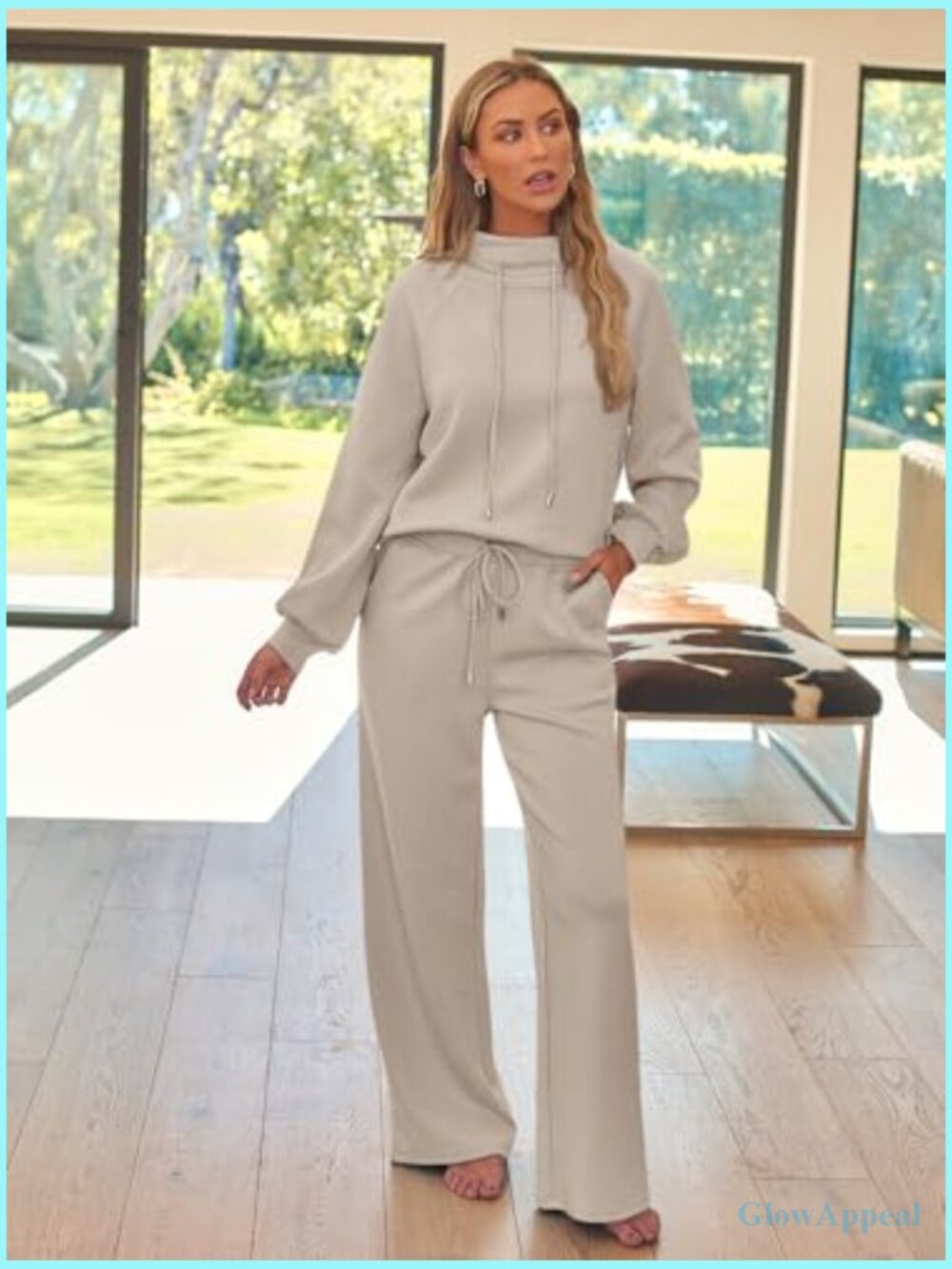 2-Piece Sweatsuit Lounge Set Tracksuit Heavyweight Cozy Fleece - Picture 3 of 7